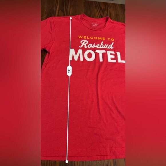 Schitt's Creek Welcome To Rosebud Motel Graphic Print T-Shirt Red Size Large - Picture 9 of 9